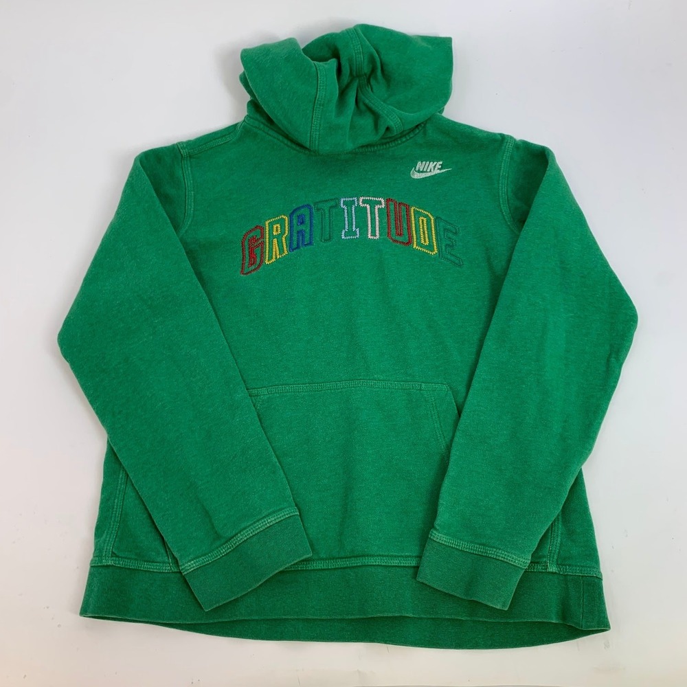 Nike Boy's Gratitude Embroidered Cotton Pullover Pocket Hoodie SIze XL